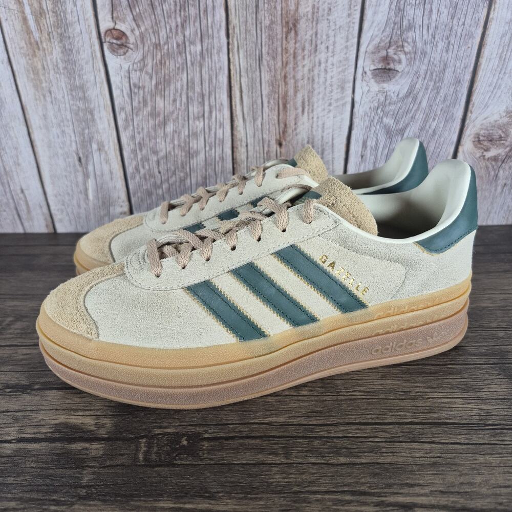 Adidas Gazelle Bold Cream White Collegiate Green Platform Women's Sz 9 (VGC)